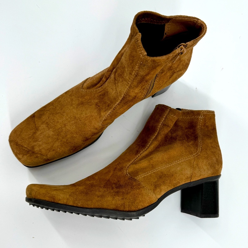 Franco Sarto Women’s Boots Brown Suede Leather Ankle Chelsea Booties